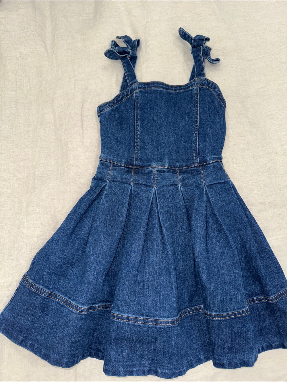 Habitual Dark Blue Denim Tie-Shoulder Sundress